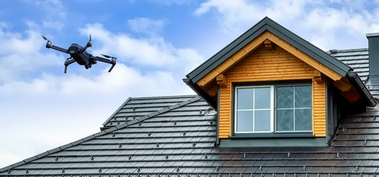 Drone analyzing a customer’s roof