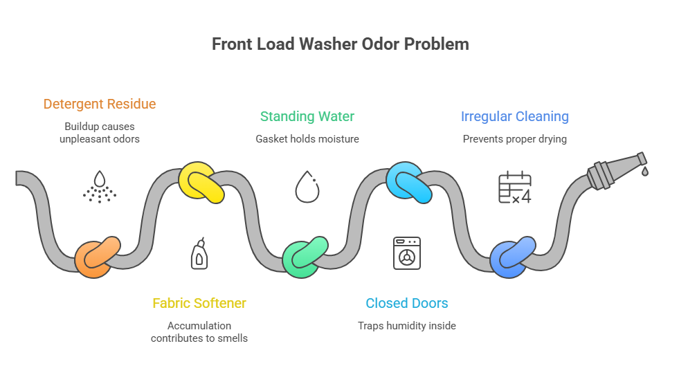 diagram of washing machine smelling musty